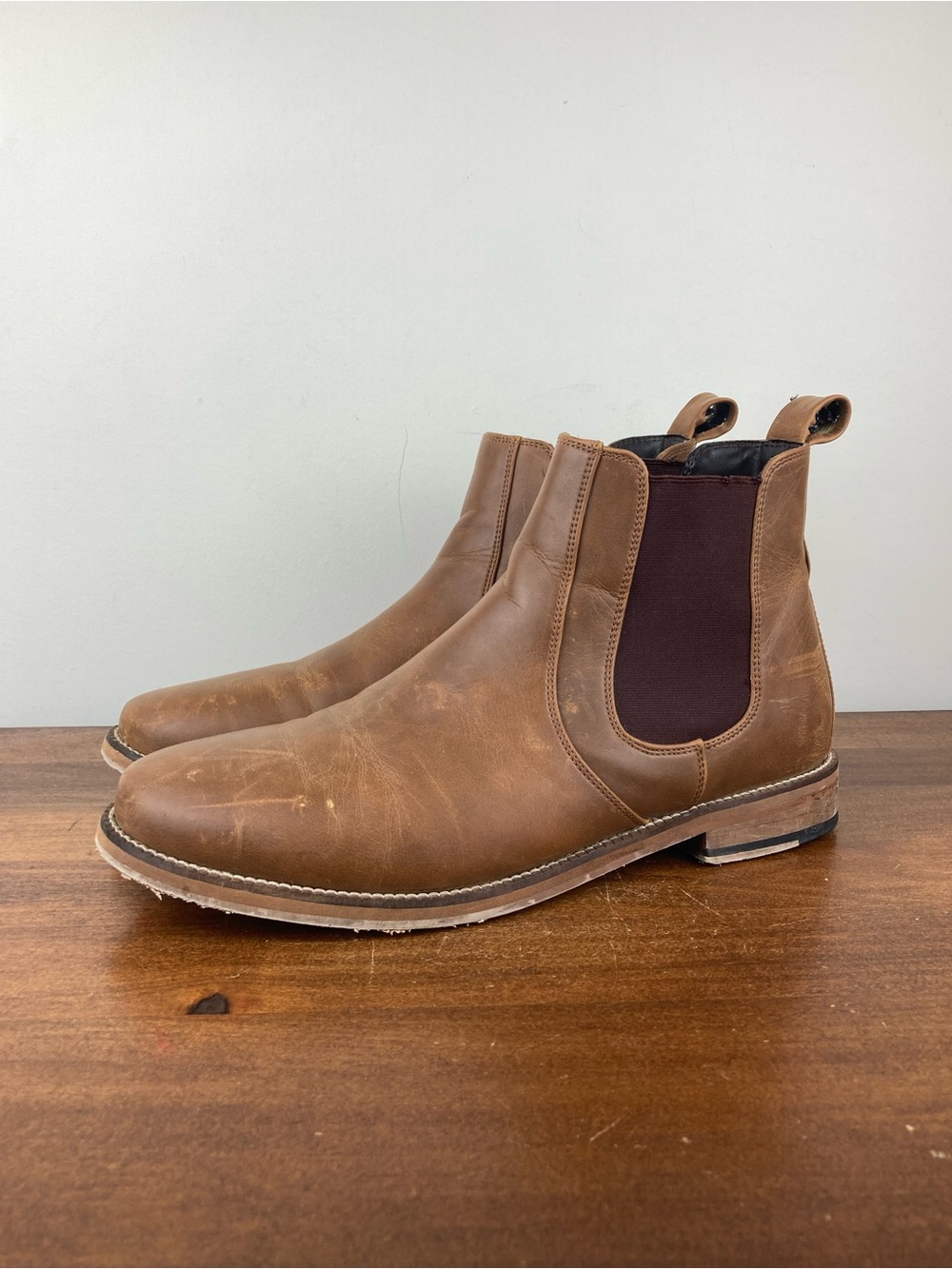 Crevo Dubray Chestnut Brown Leather Chelsea Ankle Boots Men's Size 9.